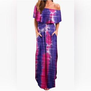 Off Shoulder Maxi Dress With Pockets